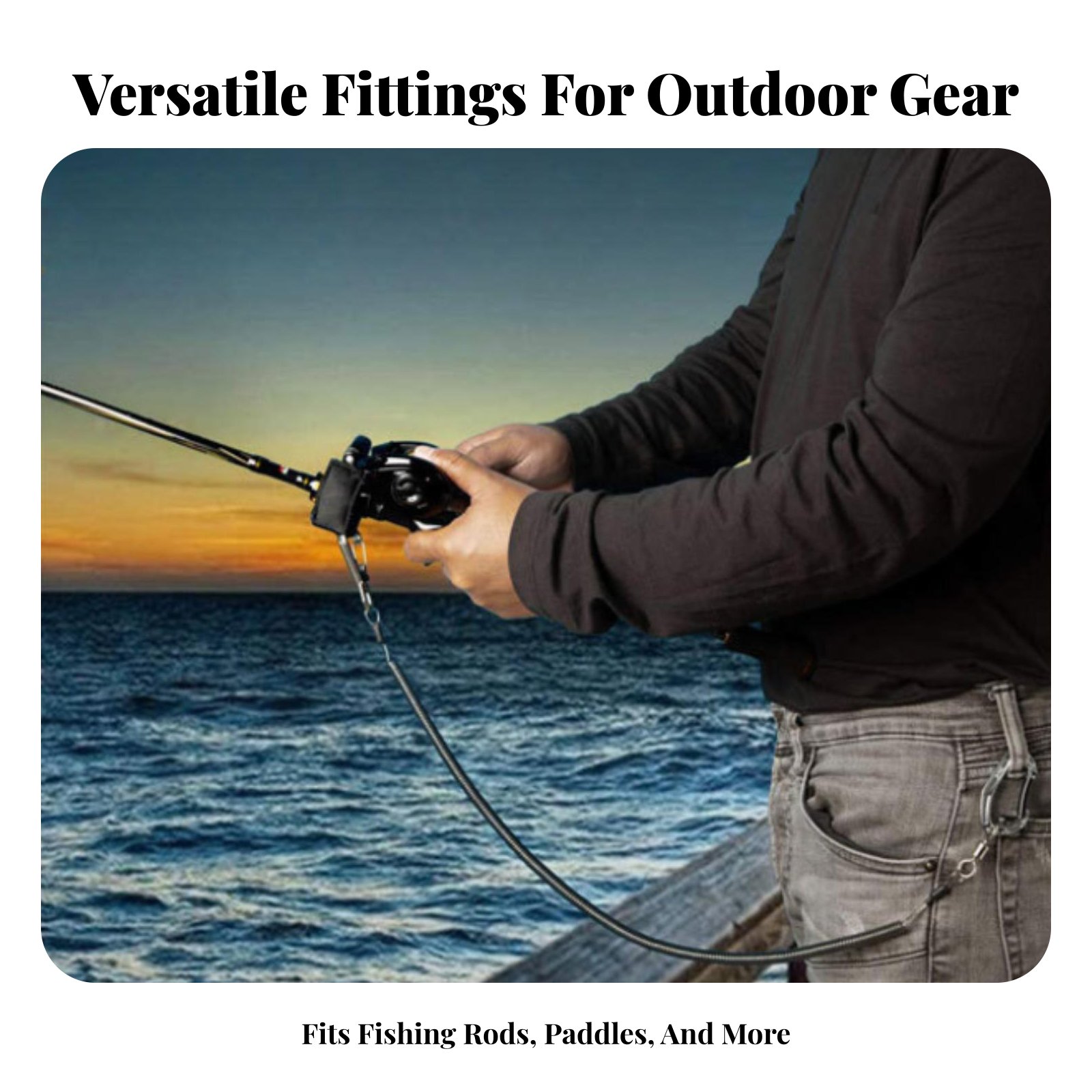Fishing Kayak Paddle Leash - Выдвижной регулируемый спиральный поводок-ремень для рыбалки,